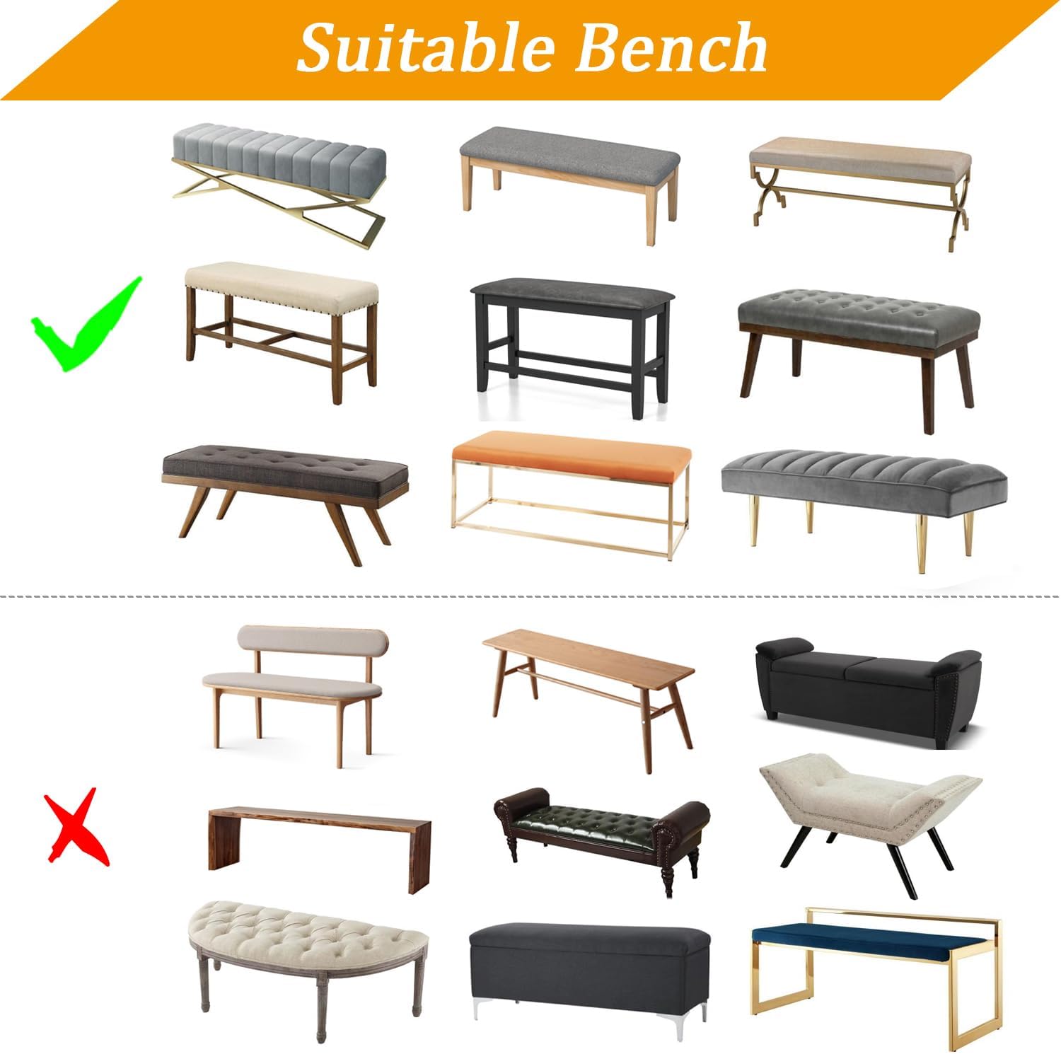 GOSTADY  Stretch Faux Leather Dining Bench Cover - Anti-Dust Waterproof Bench Slipcover Seat Cushion Protector for Bedroom, Kitchen, Hotel, Banquet