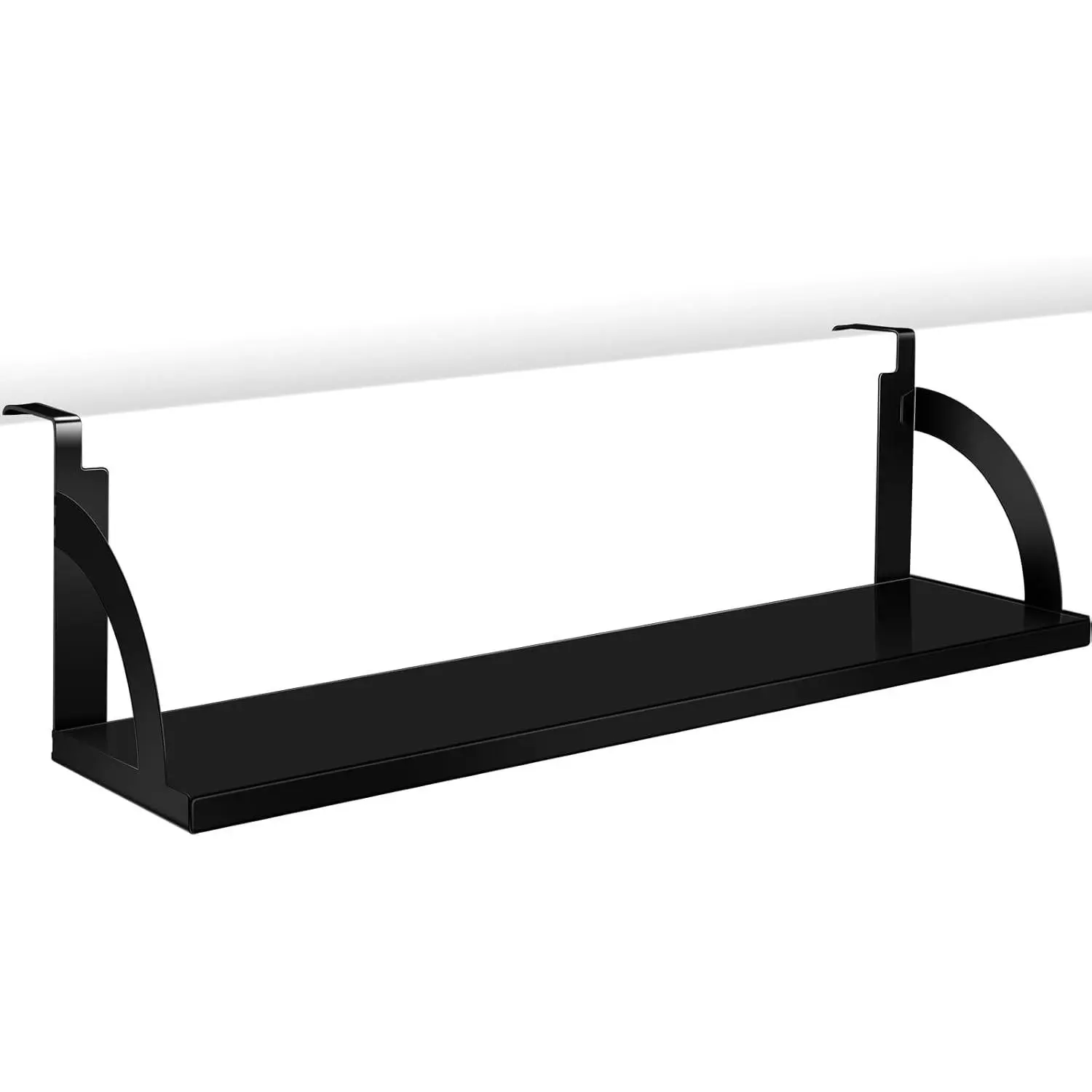 24" Hanging Office Cubicle Storage Shelf with Hooks - Space-Saving Black Desktop Accessory for Home Desk & Office Organization Needs, Hanging Shelf