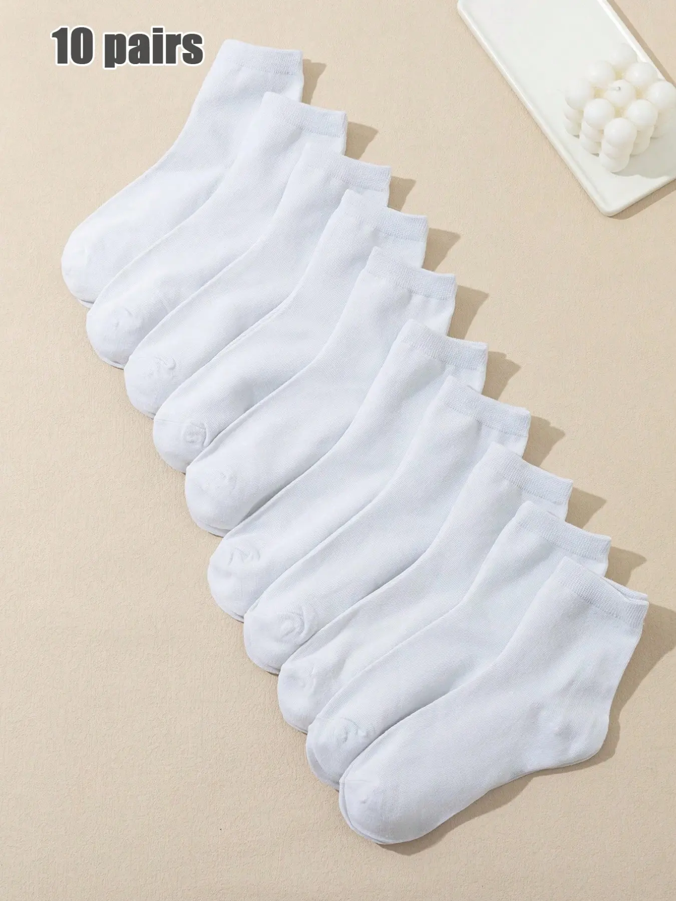 10 Pairs Women's Solid Mid-Calf Socks, Soft Breathable, Casual, Sweet Cute, Durable, Suitable for All Seasons, Comfortable Everyday Wear
