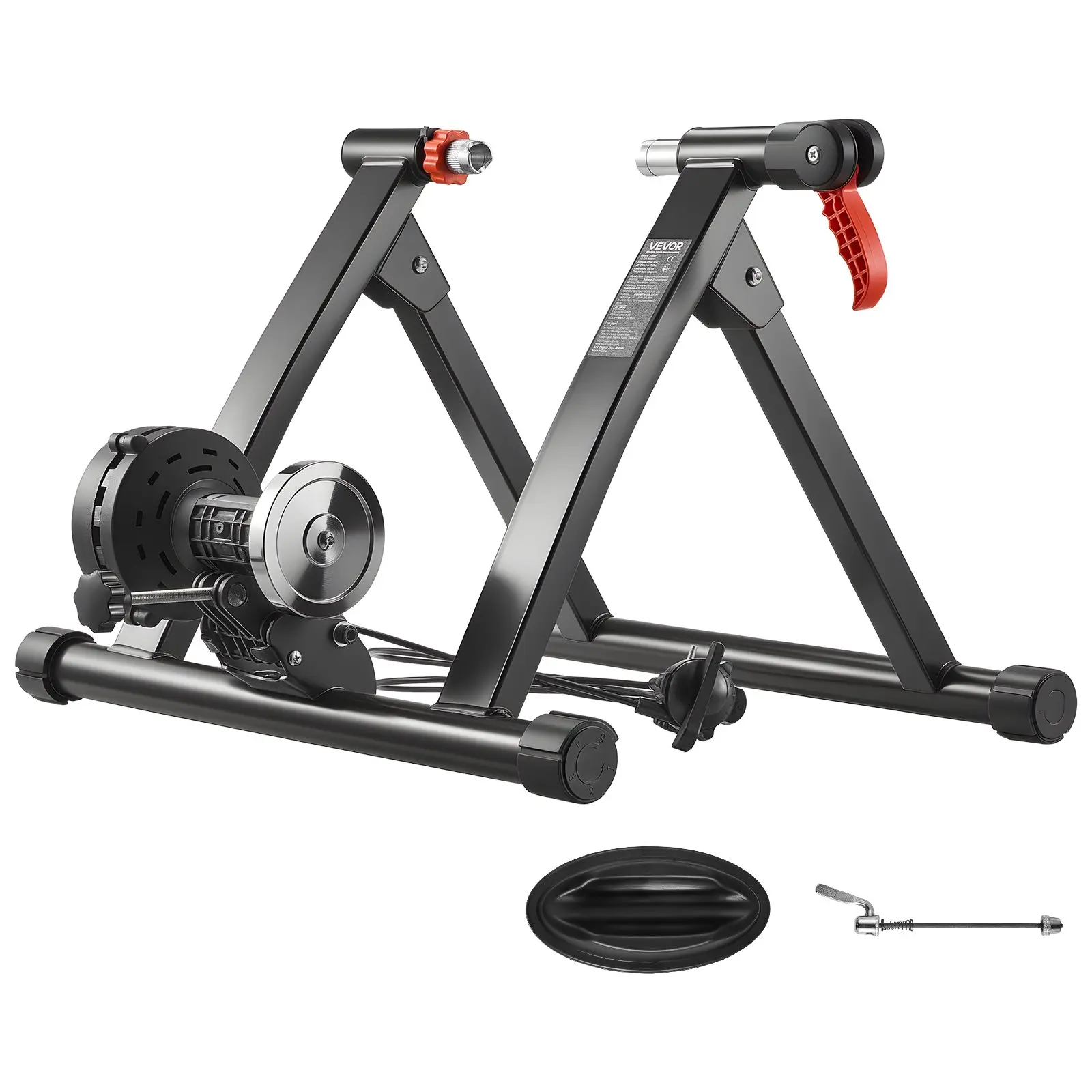 VEVOR Unisex Magnetic Bike Trainer Stationary Stand, 6-Level Resistance, 26-29 in/700C Wheels, Foldable with Quick Release Skewer, Front Wheel Riser Block for Road Bikes, Bicycle Accessories for All Year Round Indoor Exercise Riding