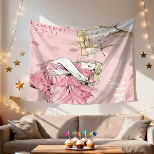 [By Kotteri!] Emma Tapestry, Wall Hanging - White Polyester Fiber Tapestry - Home Decor Wall Tapestry, Colorful Wall Hanging, Suitable for Bedroom, Dormitory, Home And Office Aesthetic Decoration, Party Backdrop, Outdoor Decoration