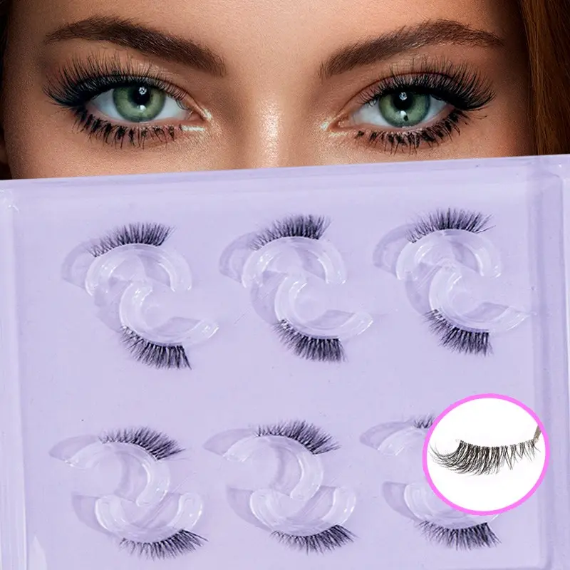 6 Pairs Semi-Permanent False Eyelashes, Lightweight Natural Look, Longer Looking Eyelashes, Long-Lasting Eye Tail, Ideal for Daily Use & Travel, Perfect for Various Occasions