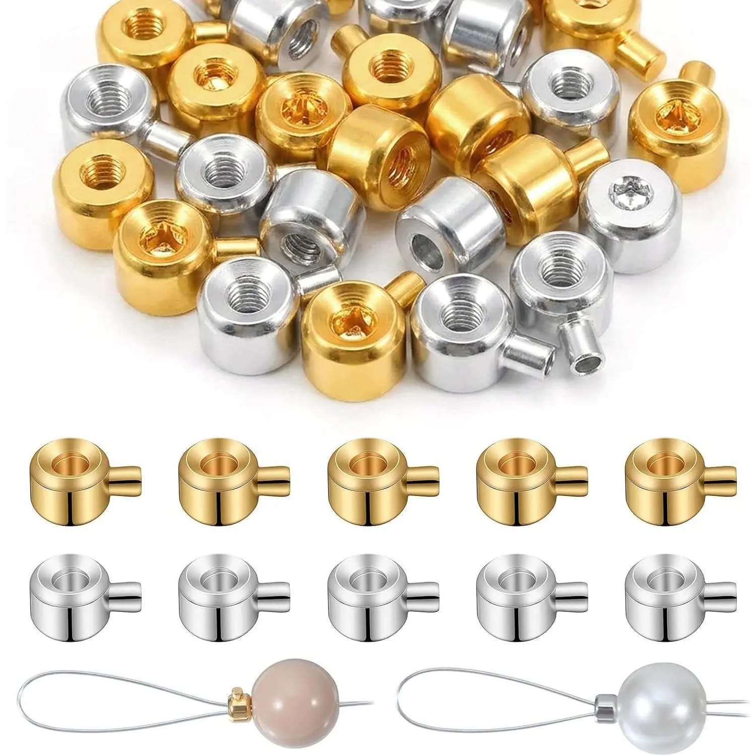 30 count Crimp Beads for  Making Supplies, Crimping Beads, Brass Crimp Bead Covers,   Spacer Bead for Earring Necklace DIY Beading Supplies