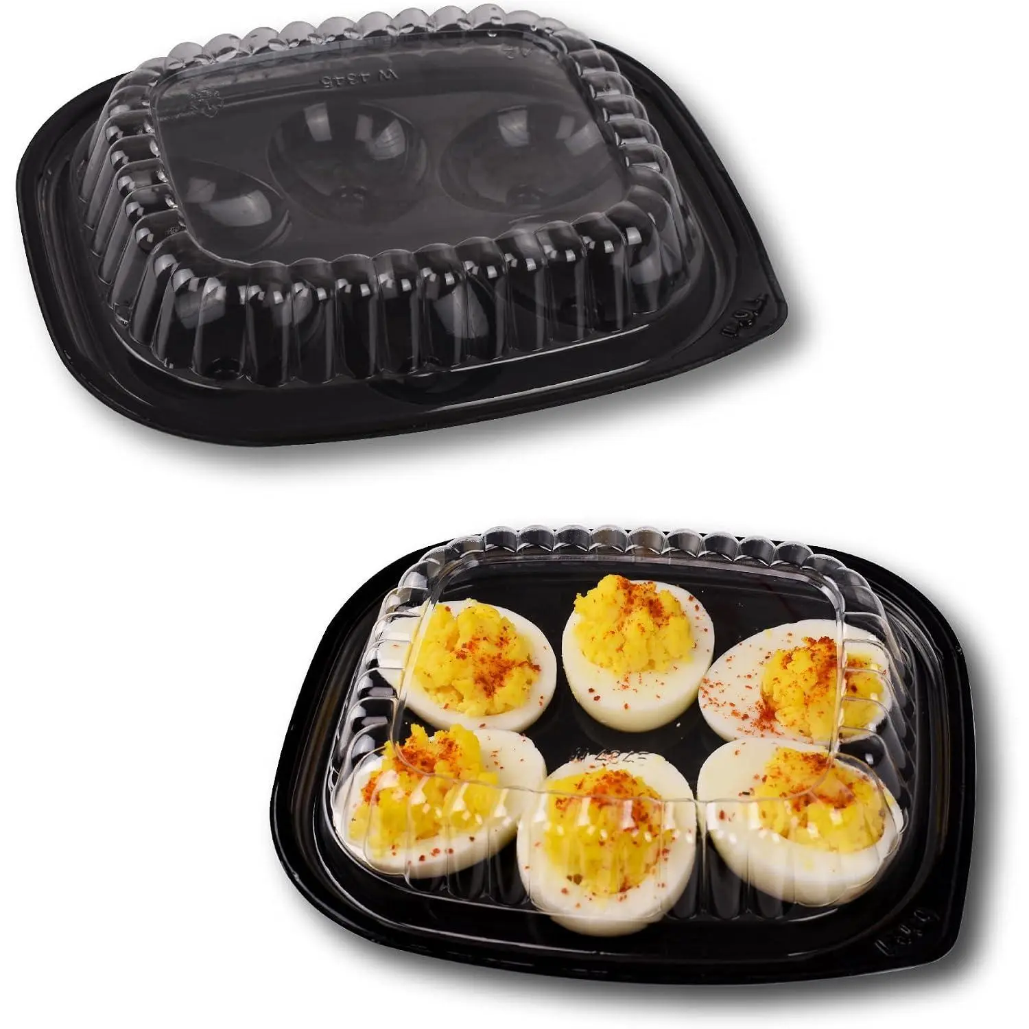 Plastic Deviled Egg  Tray Six Egg Halves with Disposable Clear Lid - Deviled Egg Containers with Lid (12 Trays and 12 )