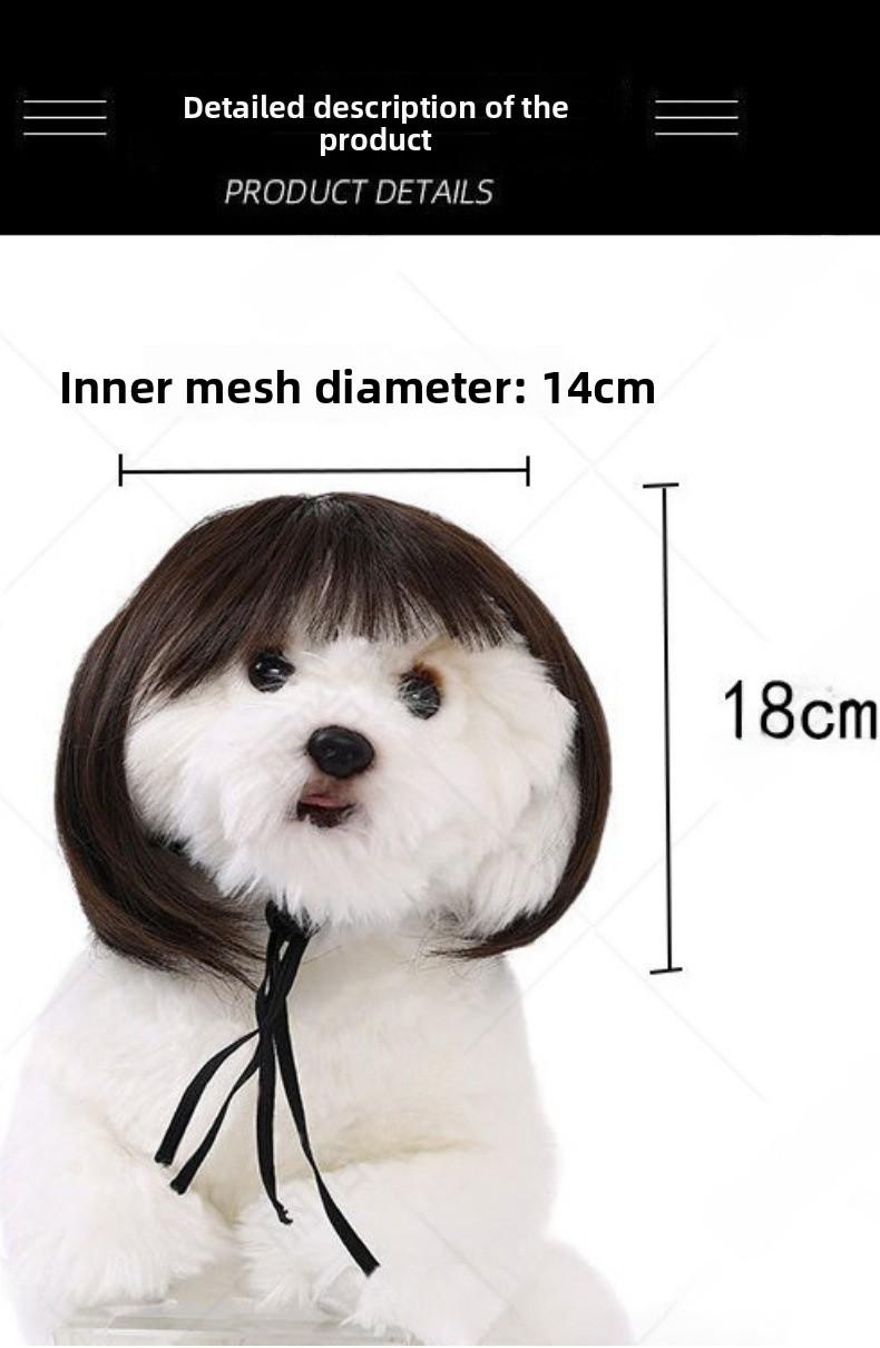 Funny Dog Wig Fashionable Pet Hair Accessory Adjustable Soft Material For Small Dogs Perfect For Parties Halloween Costumes And Cute Pet Photos