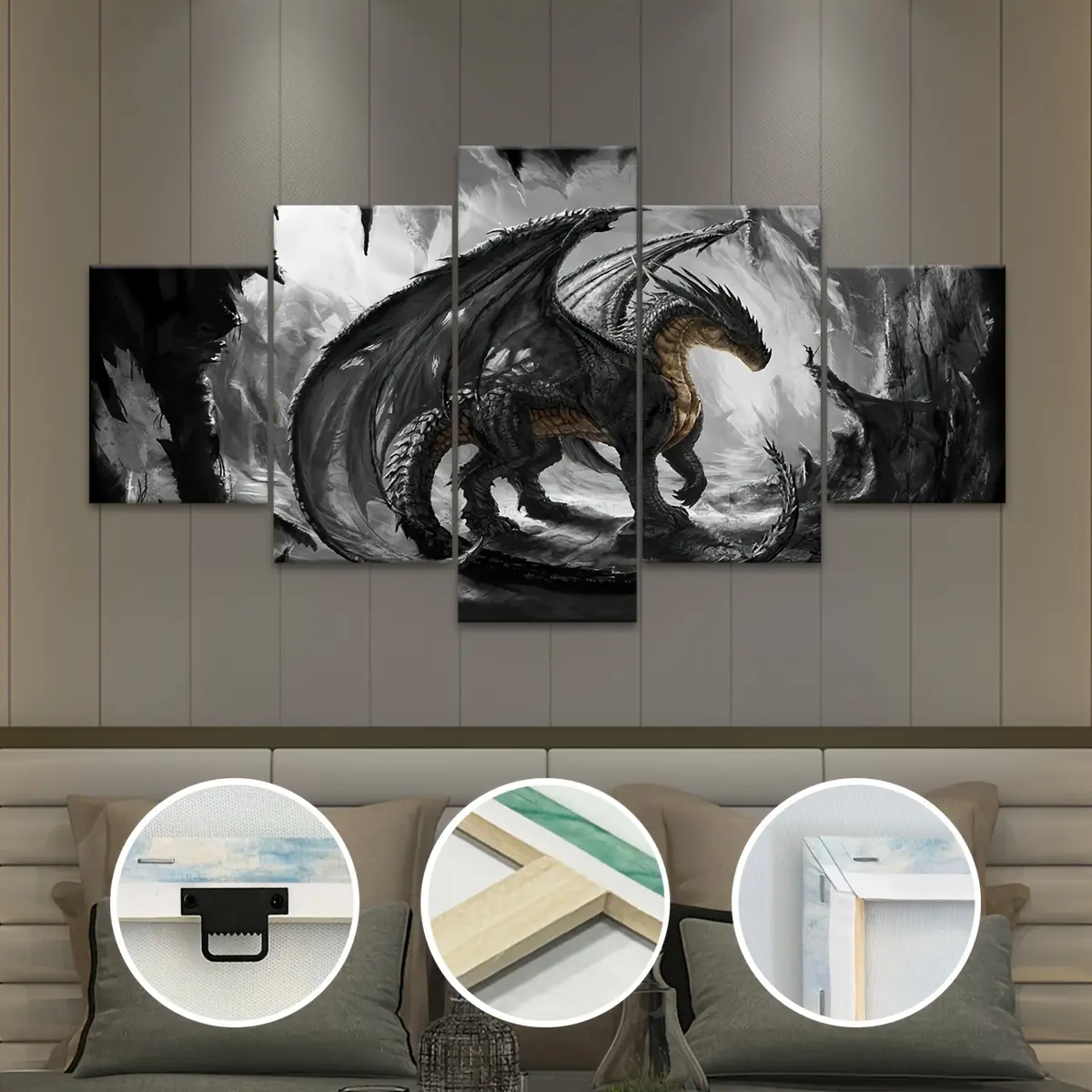 5-piece anime dinosaur canvas poster set, modular printing, highly suitable for decorating bedrooms, living rooms, kitchens, dormitories and corridors. Perfect wall decoration, an excellent gift for family and friends.