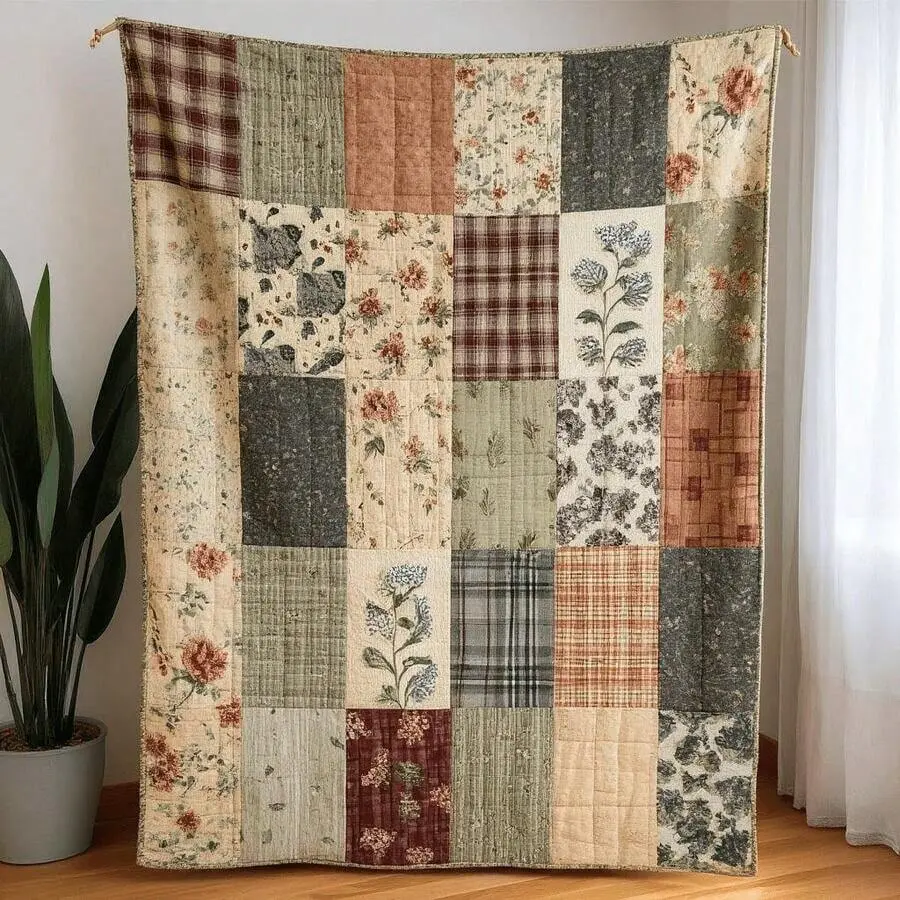 Vintage Floral Farmhouse Flannel Throw Blanket, Neutral Muted Cottage Flower Print for Country Bedrooms and Lounges, Soft Sofa Accent with Rustic Garden Charm & Birthday Housewarming Gift for Women and Farmhouse Decor Lovers