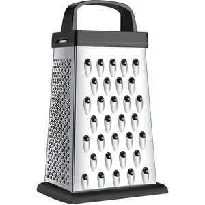 Cheese Grater Mini Size 4-Sided Stainless Steel Grater Food Shredder for Cheese Parmesan Vegetable Dishwasher Safe Black