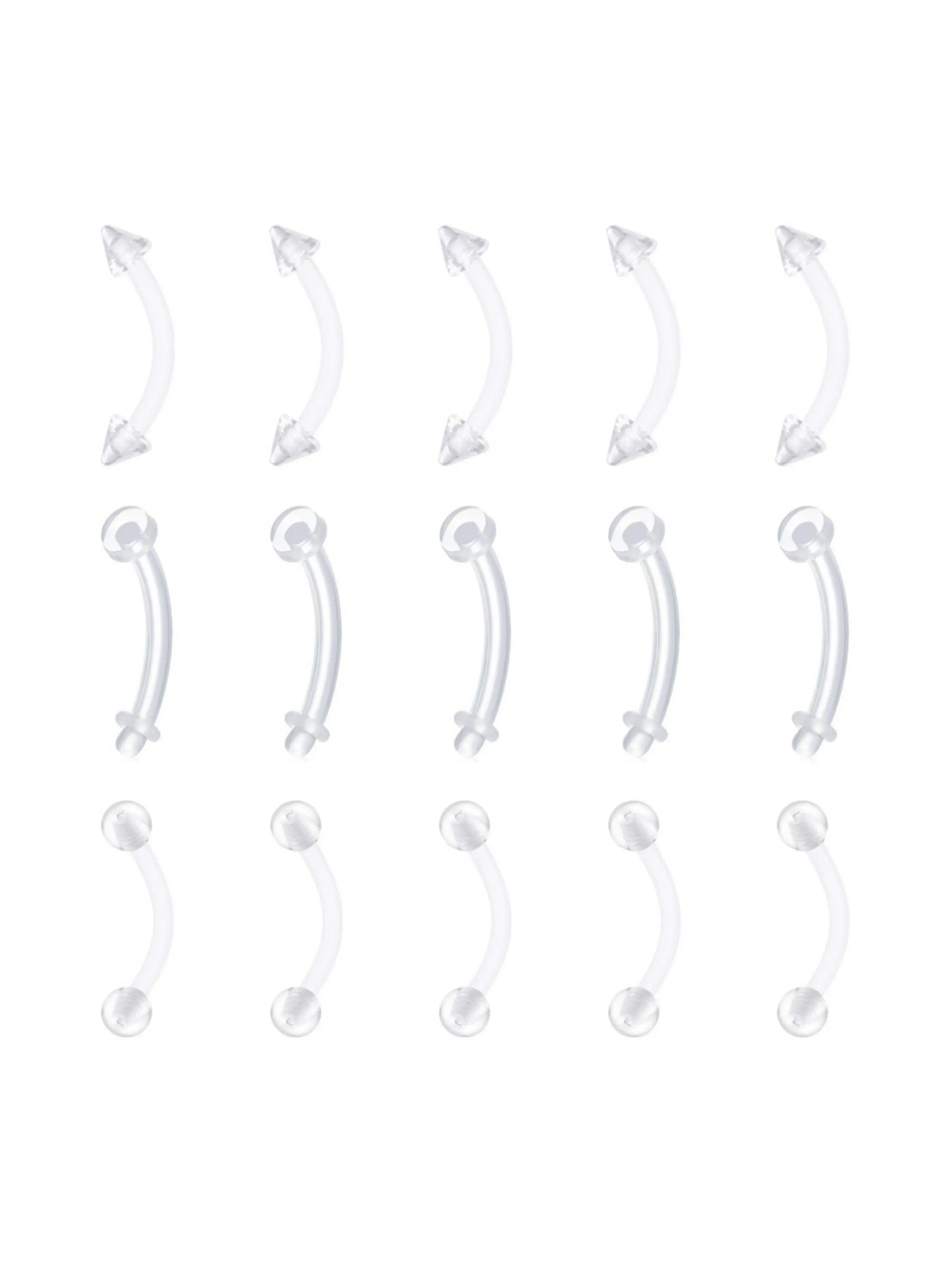 16G Clear Flexible Plastic Daith Rook Earrings Eyebrow Rings Curved Barbells Belly Piercing Retainers Navel Piercing Jewelry Belly Button Rings Body Jewelry 15PCS