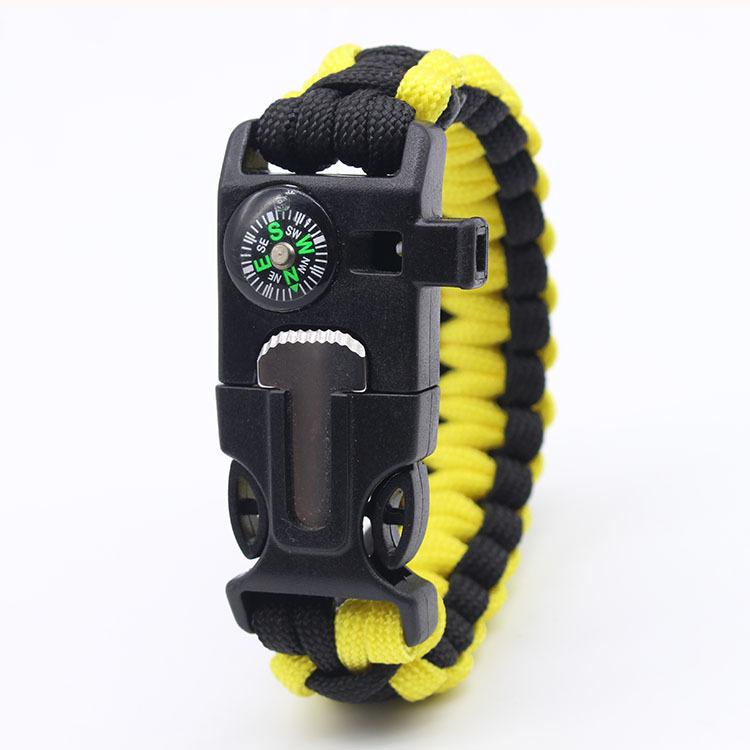 Outdoor Sports Foldable Survival Bracelet Whistle Outdoor Survival Five-in-One Multifunctional Compass Flint Rope Braided Bracelet Camping Pro Off-Road Electric Mountain Bike