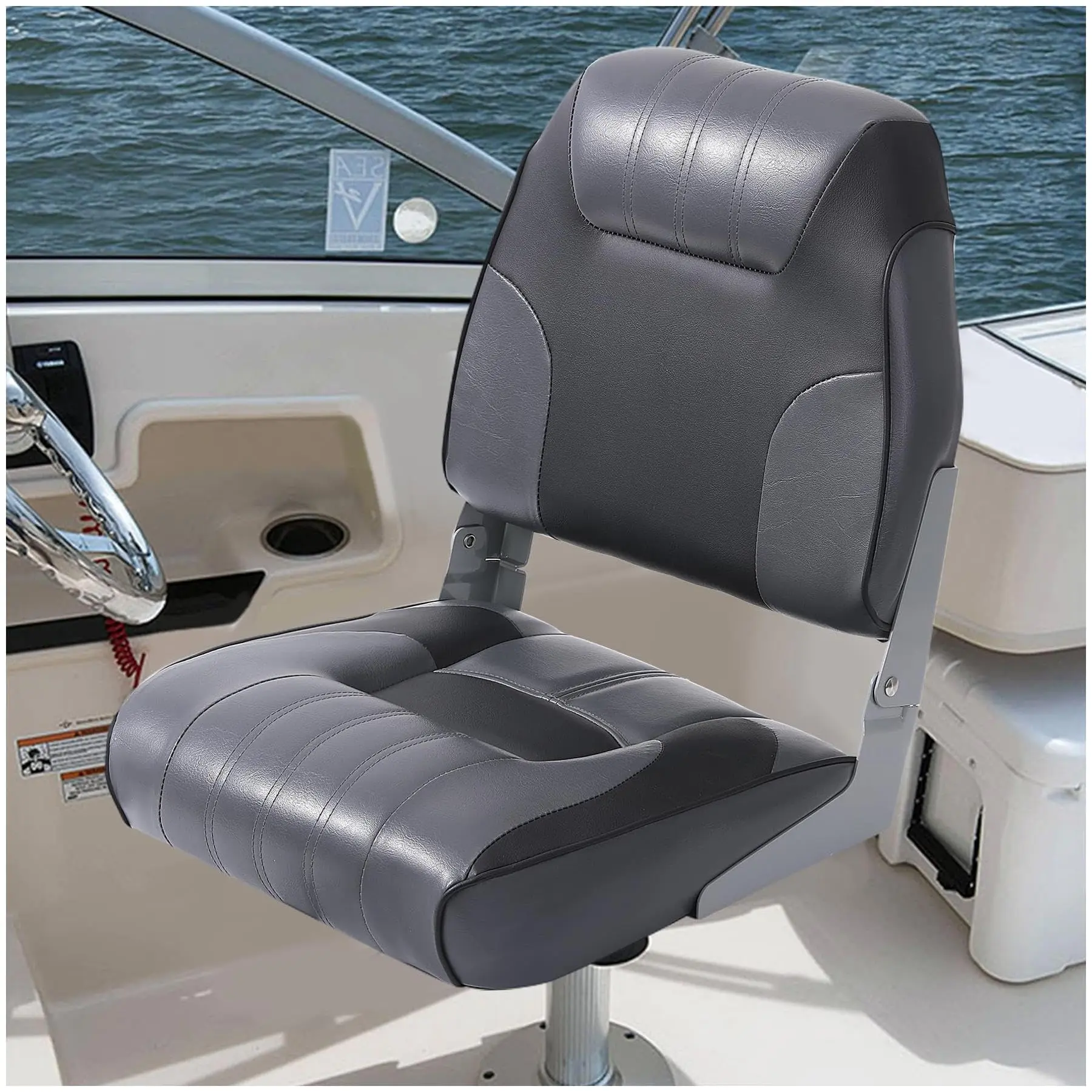 GARVEE2 Pack Fold-Down Boat Seats with Thickened Sponge Padding, Weather-Resistant PVC, Aluminum Hinges, Easy Installation for Sightseeing and Fishing