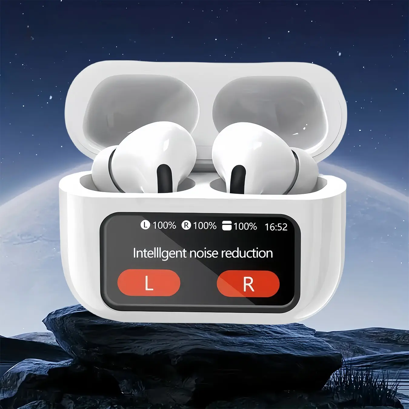 Wireless Earphone, In-ear Design Earbuds with Full Color Display, Noise Cancelling Bluetooth-compatible Earbuds for iPhone Android, True Wireless Earbuds