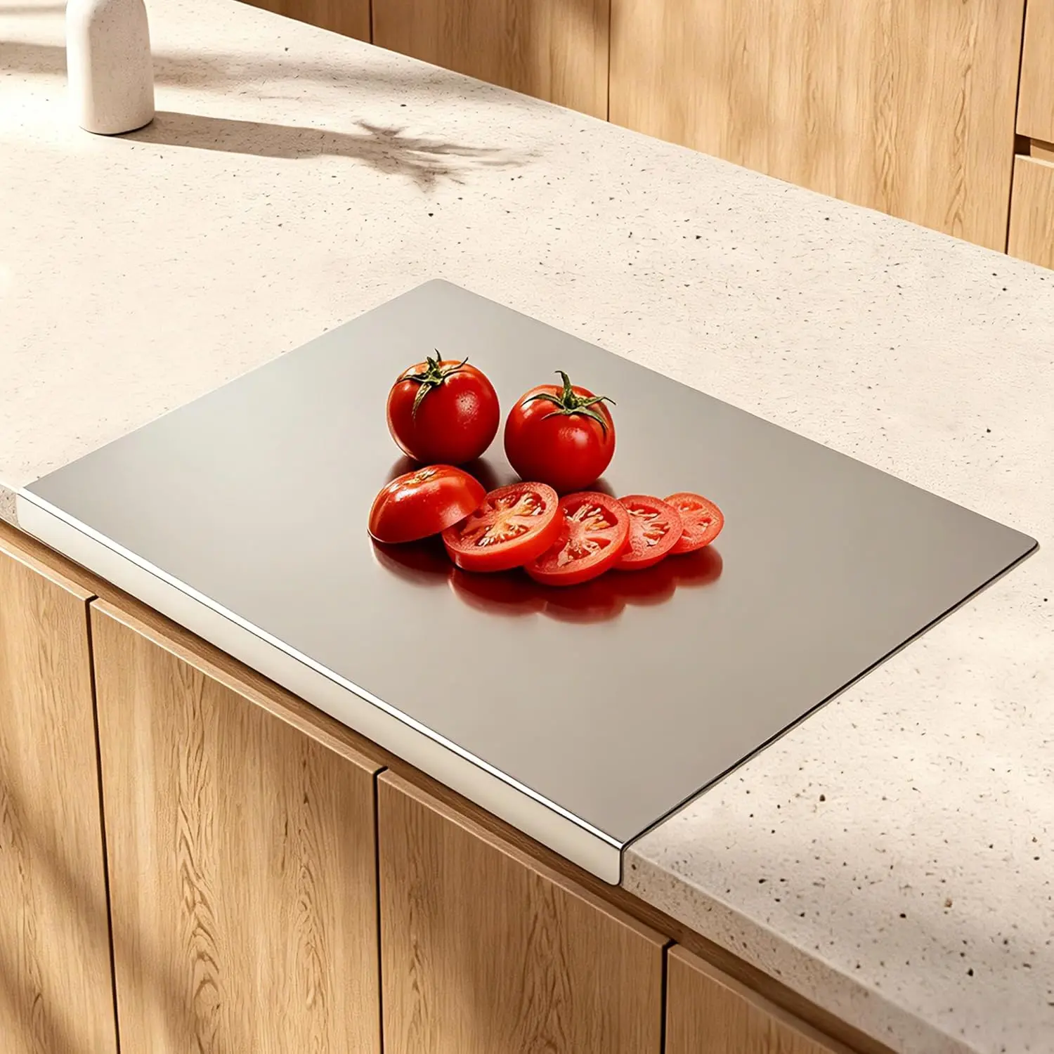 Stainless Steel  Board for Kitchen, Metal Chopping Board with Lip, Kneading Board Mat for Bread, Fruits, Meat and Veggies 15.7in x 11.8in