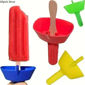 4 Pack Ice Cream Popsicle Drip Catcher Stand, Convenient Ice Cream Holder, Kitchen Utensils, Plastic Material, Ideal for Kids and Adults, Summer Treats