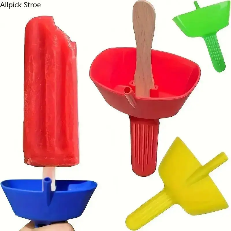 4-Pack Plastic Ice Cream Popsicle Drip Catcher Stand - Kitchen Utensil with Drip Prevention, Mess-Free Holder for Kids, Ideal for Summer Treats (4 pieces), Four Pieces
