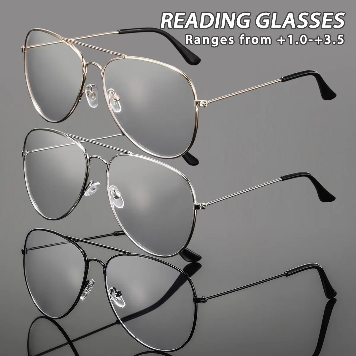 Men's Metal Oval Dual Beam Classic Aviator Frames, Minimalist Casual Versatile Lightweight Fashion Reading Glasses, Casual Stylish Glasses, Eyewear