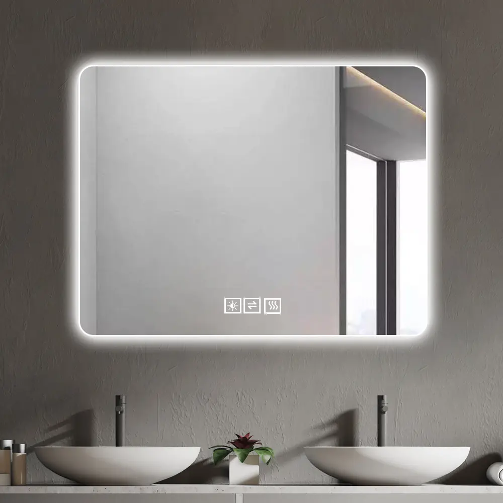 ARCH LED Bathroom Mirror with Front and Backlit Lighting, Anti-Fog Wall Mounted Vanity Mirror, 3 Color Temperatures and 5-Level Dimmable, Horizontal or Vertical Installation for Bathroom, Vanity, or Makeup Room, Bathroom Furniture for Vanity Area
