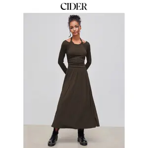 Cider [size 0-10] Halter Neckline Solid Ruched Ruffle Maxi Dress SummerFinds