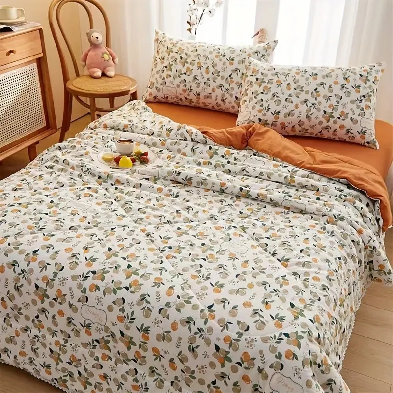 Fruit Print Summer Quilt, Printed Quilts, Soft and Comfortabe, Twin/double Size, Ideal for Home/dorm, Multiple Sizes Available