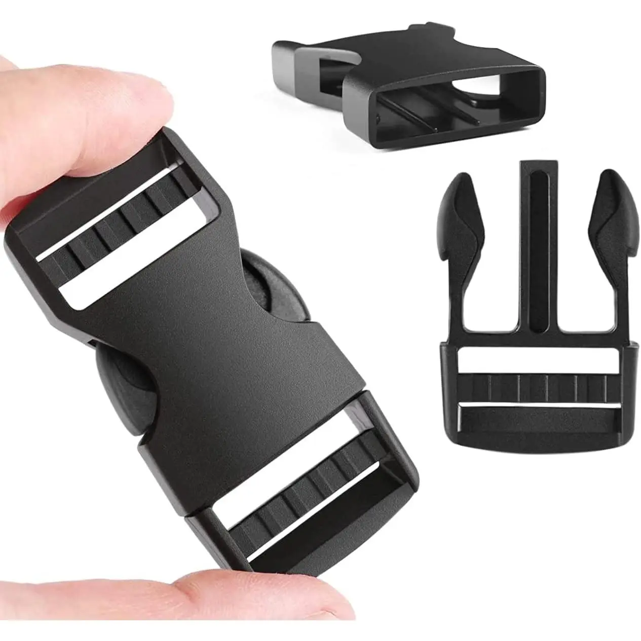 6 Pack 1" Buckle Quick Side Release Buckles Dual Adjustable No Sewing Clips Plastic Buckle Replacement for Nylon Webbing Straps Backpack Belt Dog Collars(Inner Diameter 1 Inch)