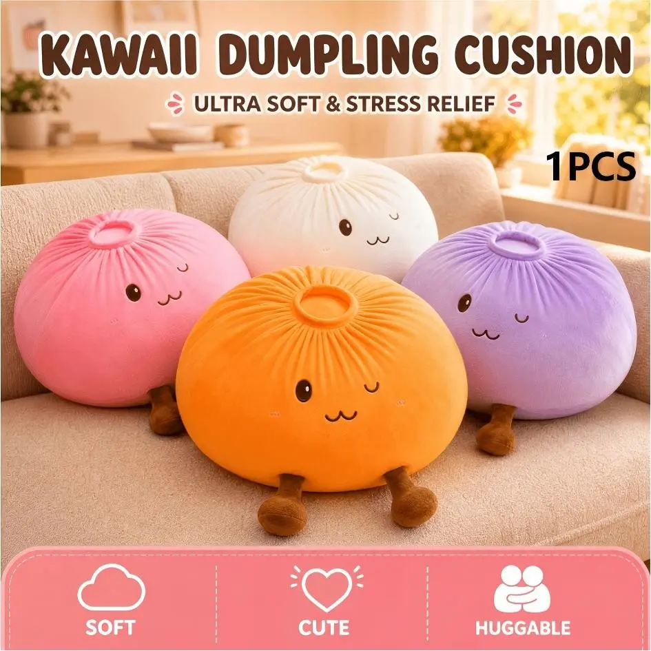 Cute Korean Dumpling Pillow, Soft Bun Shape with Smile Face, ////, Hand Wash Only, Bed Sofa Office Napping