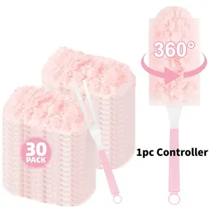 30-Pack Disposable Electrostatic Duster with Handle, Replaceable Head for Home, Car, Electronics, Keyboard, Furniture Cleaning