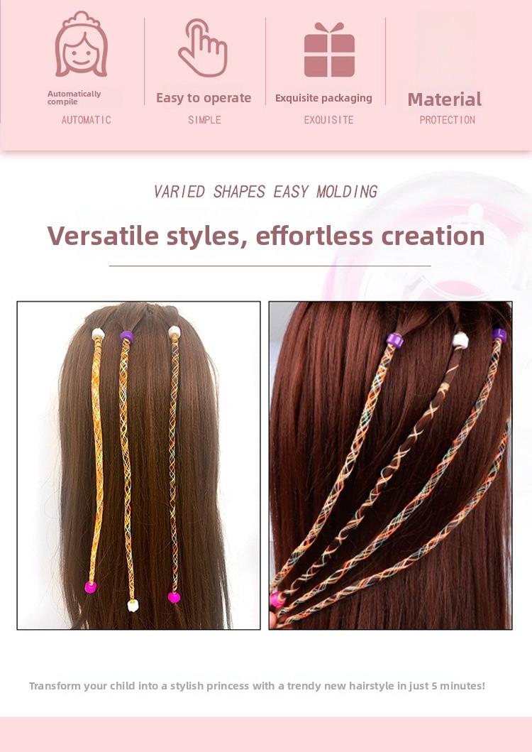 Magic DIY Automatic Braider Sparkly Light Up Hair Styling Tool for Girls Kids Pretend Play Gadget Fun Party Gifts Home Decor Storage Organizer Set