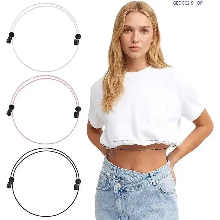 Female 3-Pcs Stretch Cotton Elastic Shirt Tuck Bands - Adjustable Fashion Hacks Tool for Tops, Ideal for Camping & Hiking Outfits