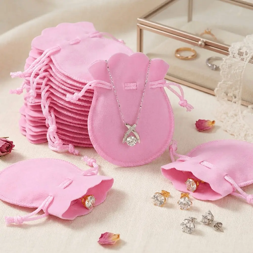 30 Pcs Luxurious Soft Jewelry Drawstring Bags, Reusable Gift Bags for Necklaces, Bracelets, Earrings, Wedding Favors, Crystal DIY Crafts
