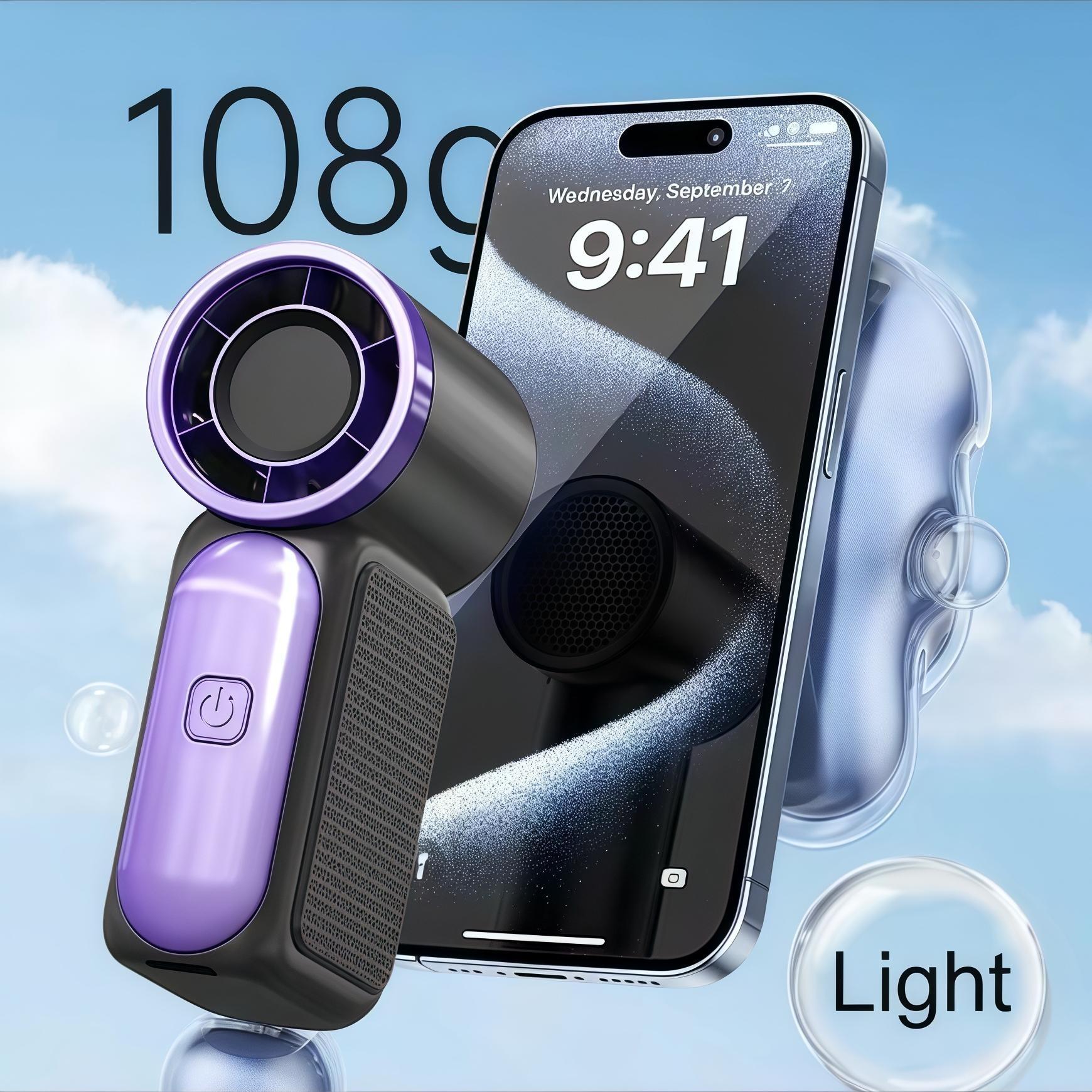 Compact USB Rechargeable Handheld Cooler Fan with LED Digital Display, 6 Levels Adjustable Wind Speed, Perfect for Travel, Outdoor Activities, Sports Fitness and Daily Office Work