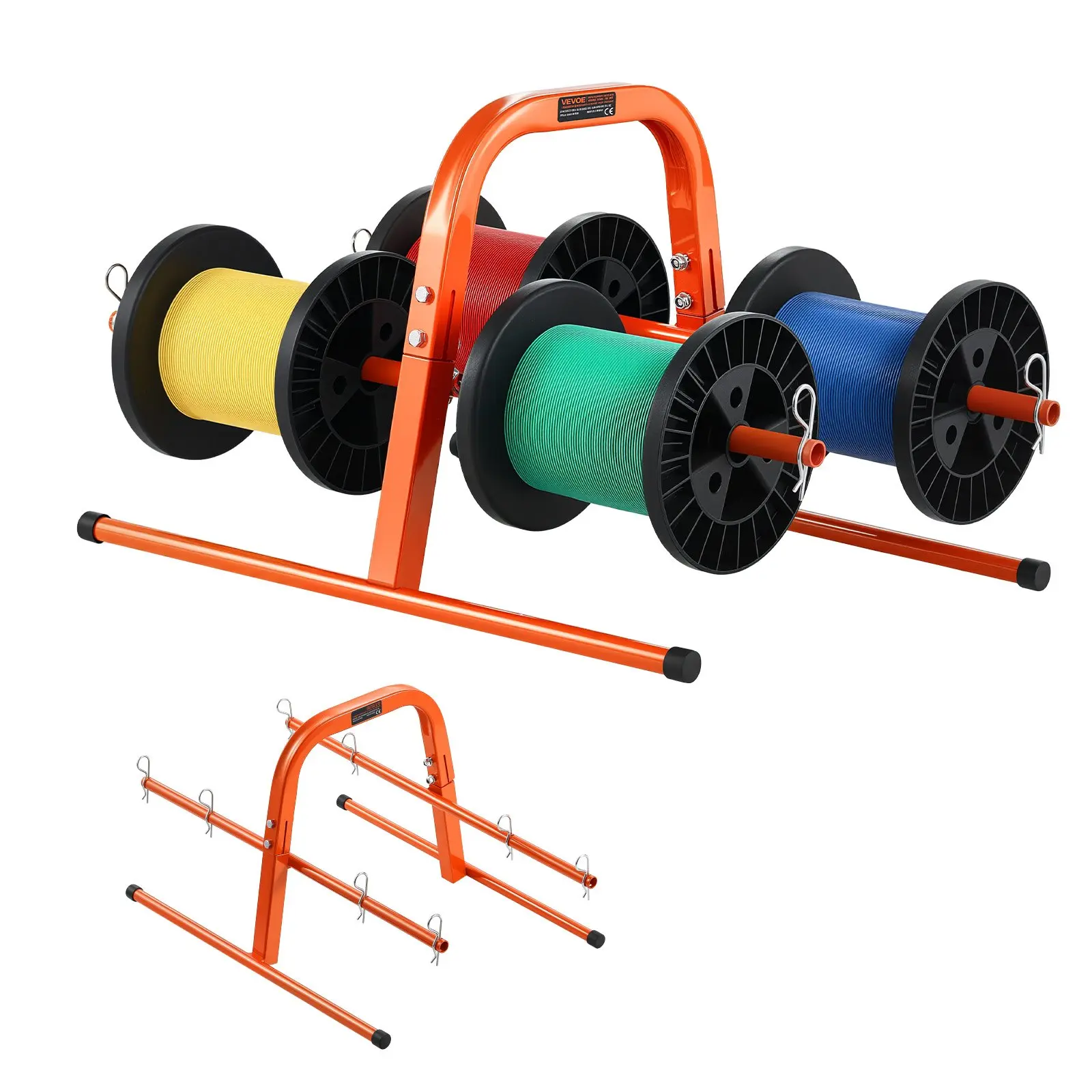 VEVOR Wire Spool Rack, 100 lbs Capacity, Smart Hand Caddy, Heavy-Duty Steel Wire Dispenser Holder for Up to 8 Spools, MAX 9.45 in Diameter, Easy Lift Design for Electrical Industrial and Retail Use