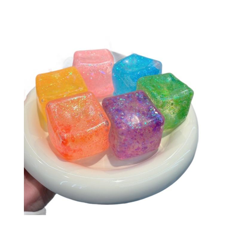 New Ice Cube Shaped Fidget Toy Square Stress Relief Ball Squishy Squeeze Anxiety ADHD Stress Relief Sensory Adults Toys