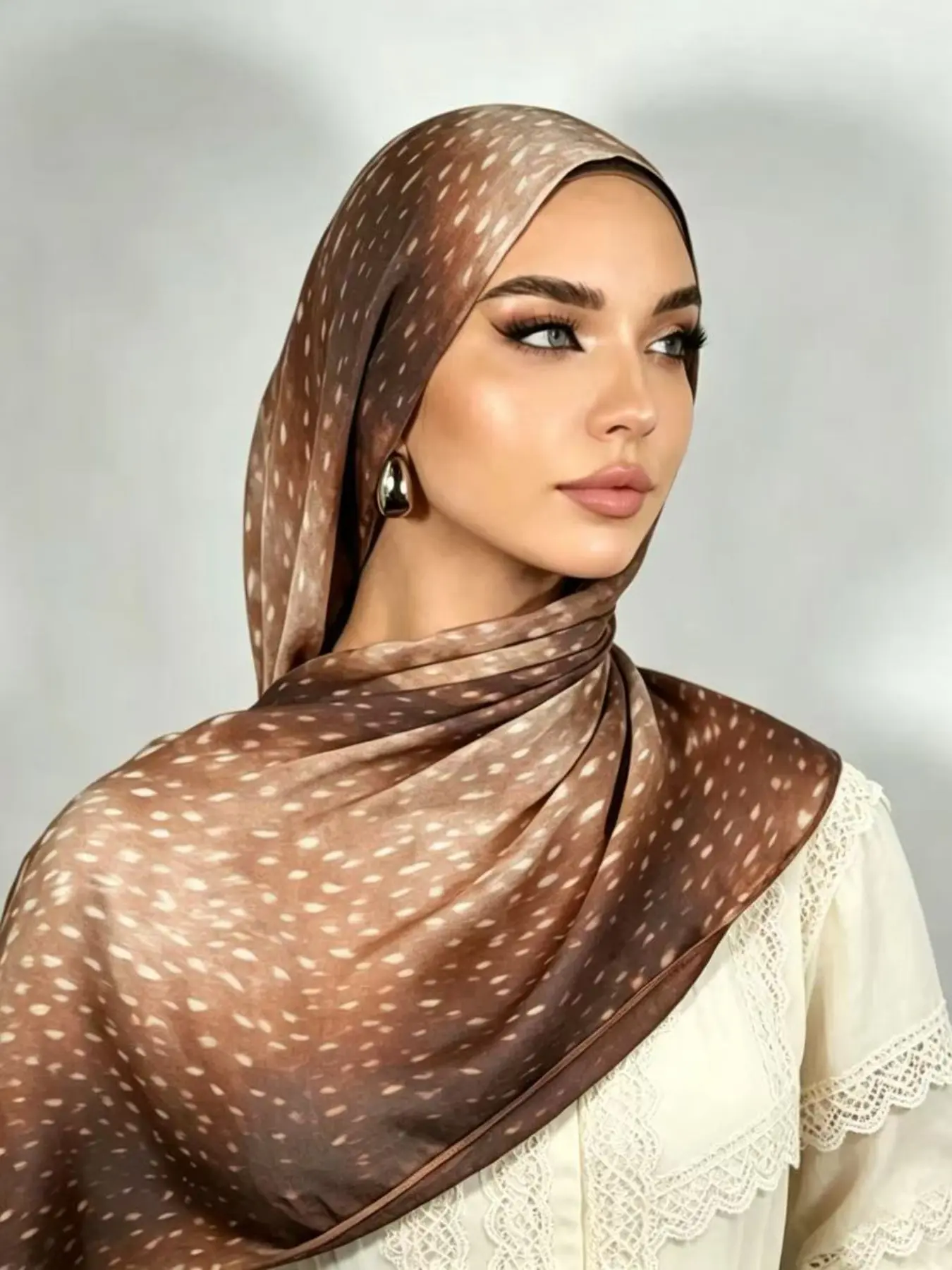 Women's Modal Fiber Scarf Shawl, Head Scarf, Deer Pattern Print, Summer Sun Protection, Breathable Soft Lightweight, Versatile Cute Wrap