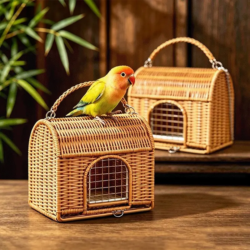 1 Piece Imitation Rattan Parrot Nest, Universal Bird House for All Seasons, Hangable and Portable Bird Cage Accessory, Bird Supplies