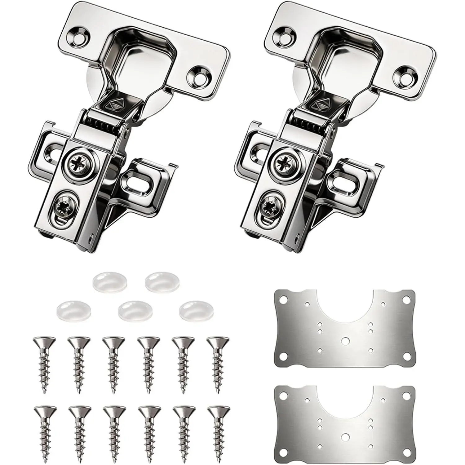 Cabinet Hinges - 2 Pack Soft Close Cabinet Hinges for 1/2" Overlay Cabinet,Stainless 105Deg Opening  Frame Cabinet Door Hinges with Door Bumper,Cabinet Hinge Repair Plate and Screws
