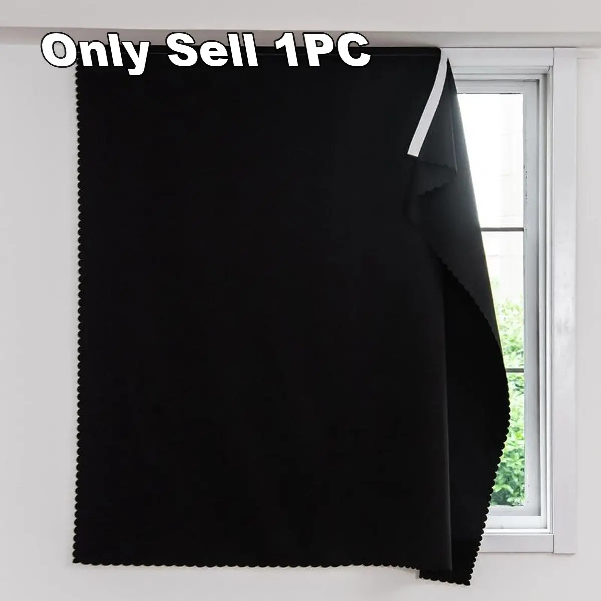 1pc 100% Blackout Window Curtain, Self-Adhesive, No Drilling Required, Sunlight Blocking, Heat Insulation, Privacy Curtains