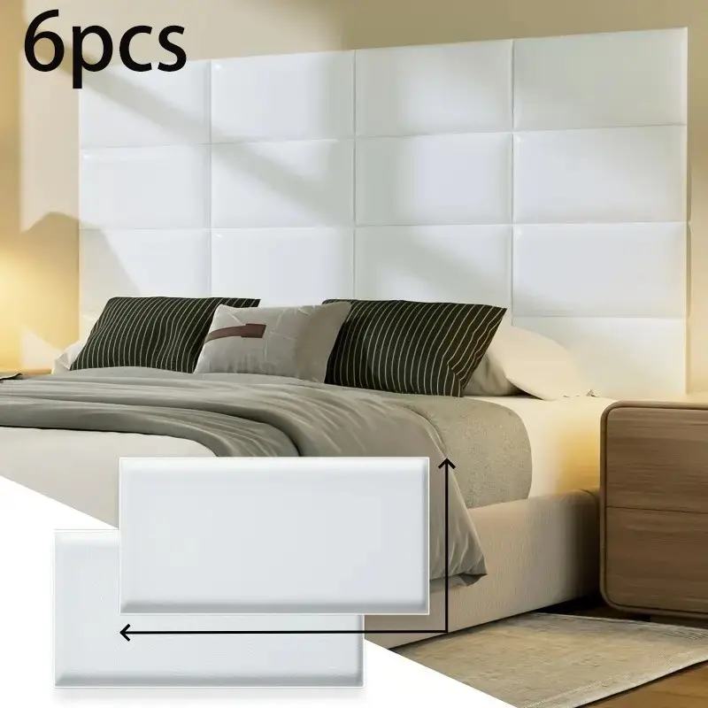 6pcs Luxury Self-Adhesive 3D Bed Headboard, Soundproof Soft Panel for Twin/standard Beds, 23x49 Inches, Tool-Free Installation, Bedroom Upgrade