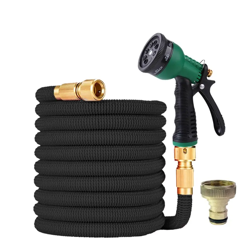 Anti-Kink Leakproof Expandable Water Hose Set, Ergonomic Spray Gun, Brass Tap Adapter, Ideal for Vehicle Cleaning, Pet Bathing, Garden Irrigation