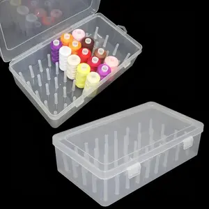42 transparent plastic sewing thread storage box-durable multifunctional storage box, suitable for medium-sized spools, handicraft rooms and travel goods, white fabric storage box with transparent interlayer, spool storage box, durable material.