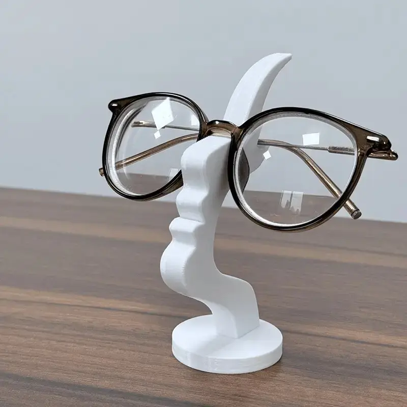 Unique Curved Glasses Holder, Safe Artistic Storage Solution with Minimalist Design, Desktop, Bedside or Home Office Table Decoration, Holiday Gift, Office Desk Accessories