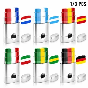 1 / 3 Pcs Three-Color Face Paint Sticks, for Football, Baseball, Softball Match Fans Makeup Sticks, waterfroof, Long-Lasting, 4th of July Red White Blue Face Paint Accessories