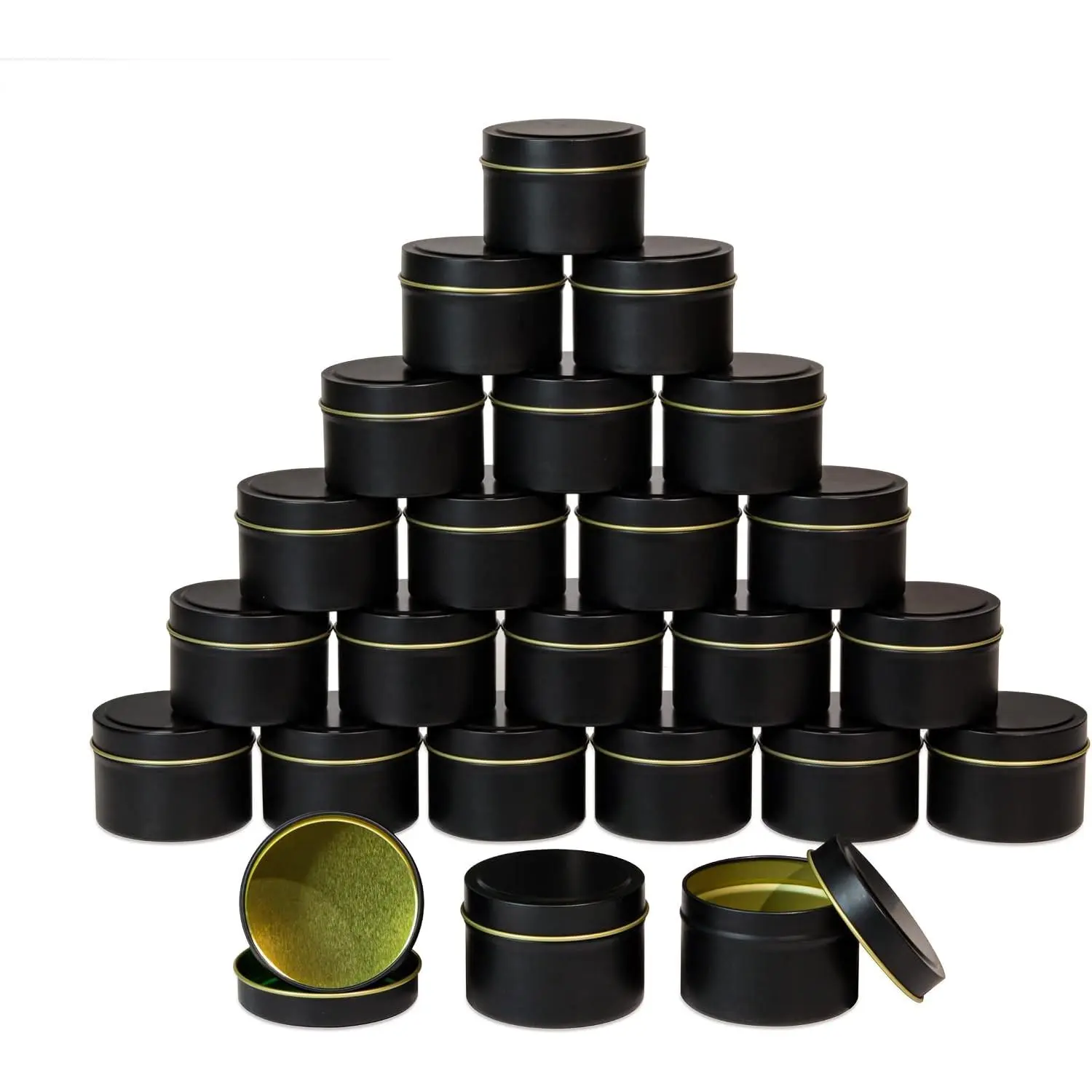 4oz Black Candle Tins with Lids, 24 Pack Bulk Classic Candle Containers Jars for Candle Making
