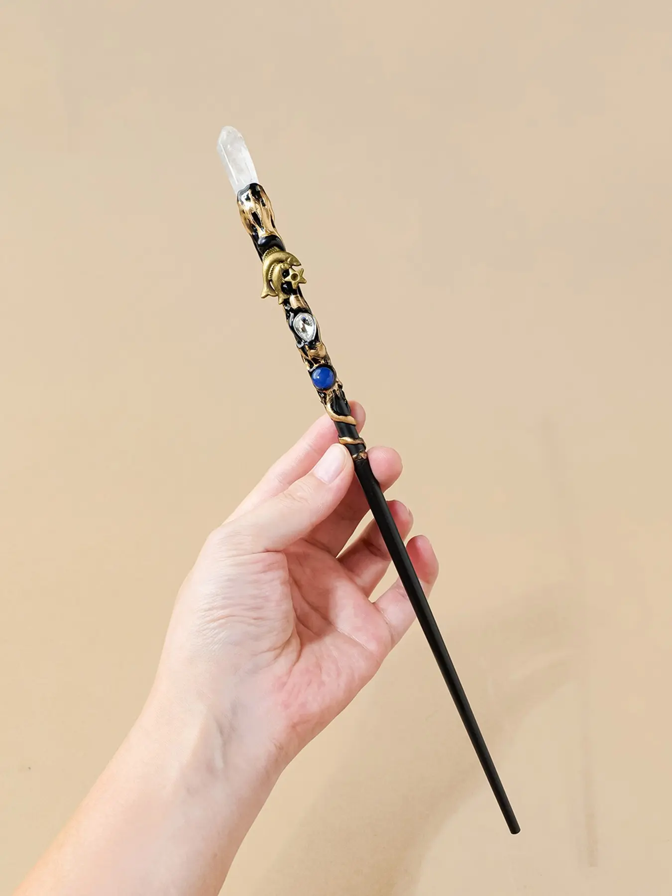 Handmade Crystal Wand, 12 Zodiacs, Natural Quartz Top, Chakra Birthstone, Vintage Metal Wrap, Witchcraft Ritual Decor, Unique Birthday Gift, Unique Crystal Design