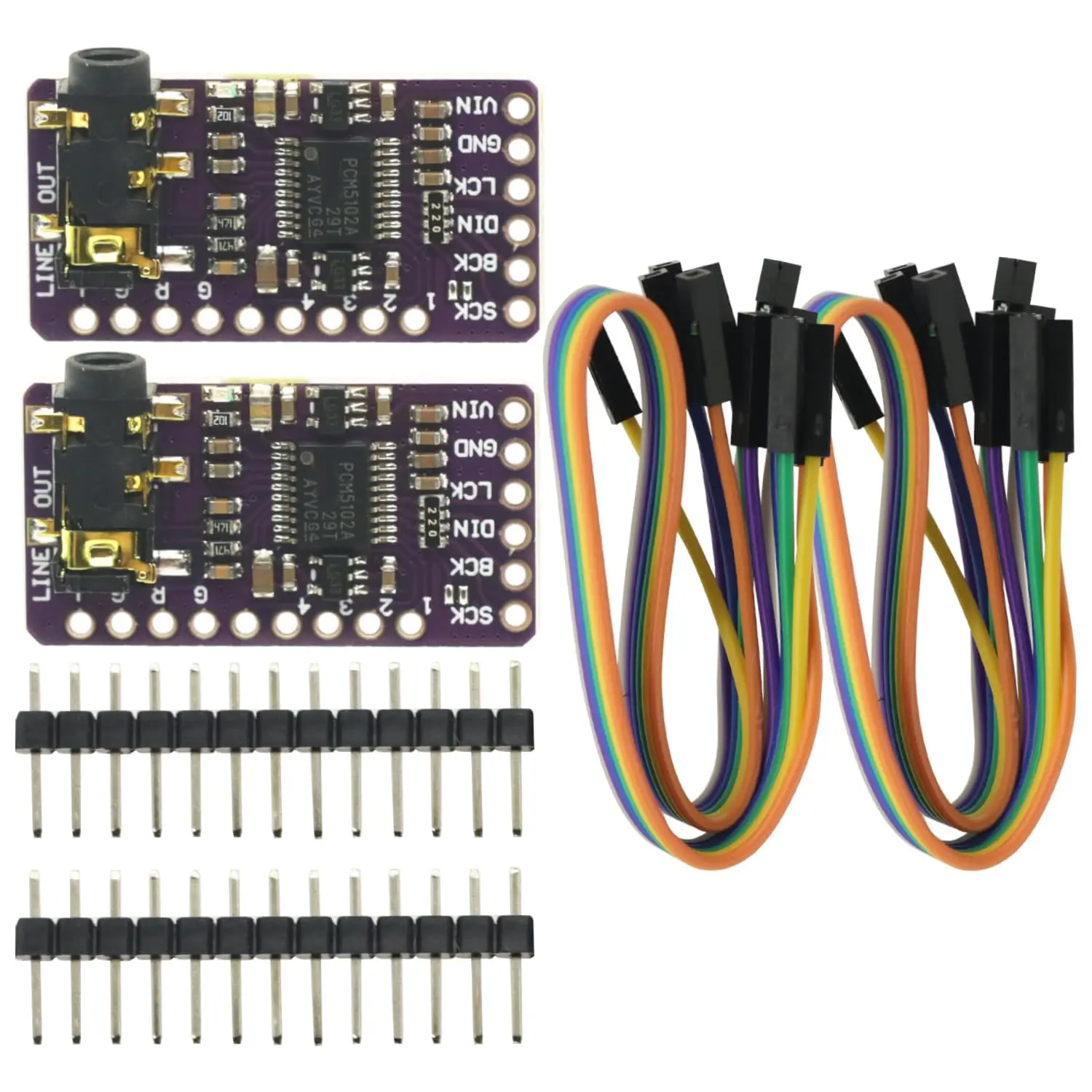 2 count IIS PCM5102 PCM5102A AUX Stereo Digital Audio I2S DAC Decoder Board Module Voice Module Player Module Digital to Analog Audio Converter for Raspberry Pi Arduino