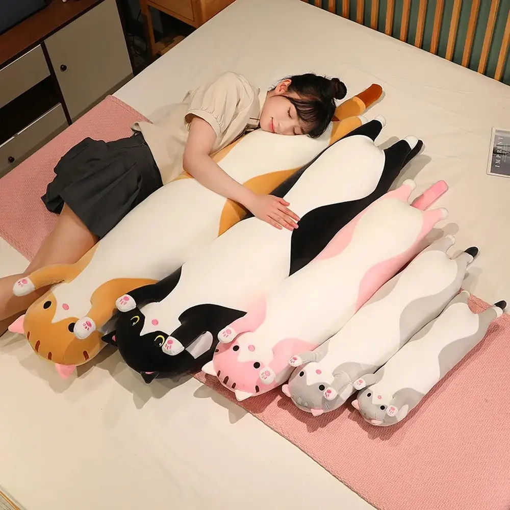 Soft Plush Long Cat Stuffed Toy Pillow, 50-70cm Multi-Size Cute Doll, Office Nap Time Cushion, Whimsical Home Decor Gift for Kids
