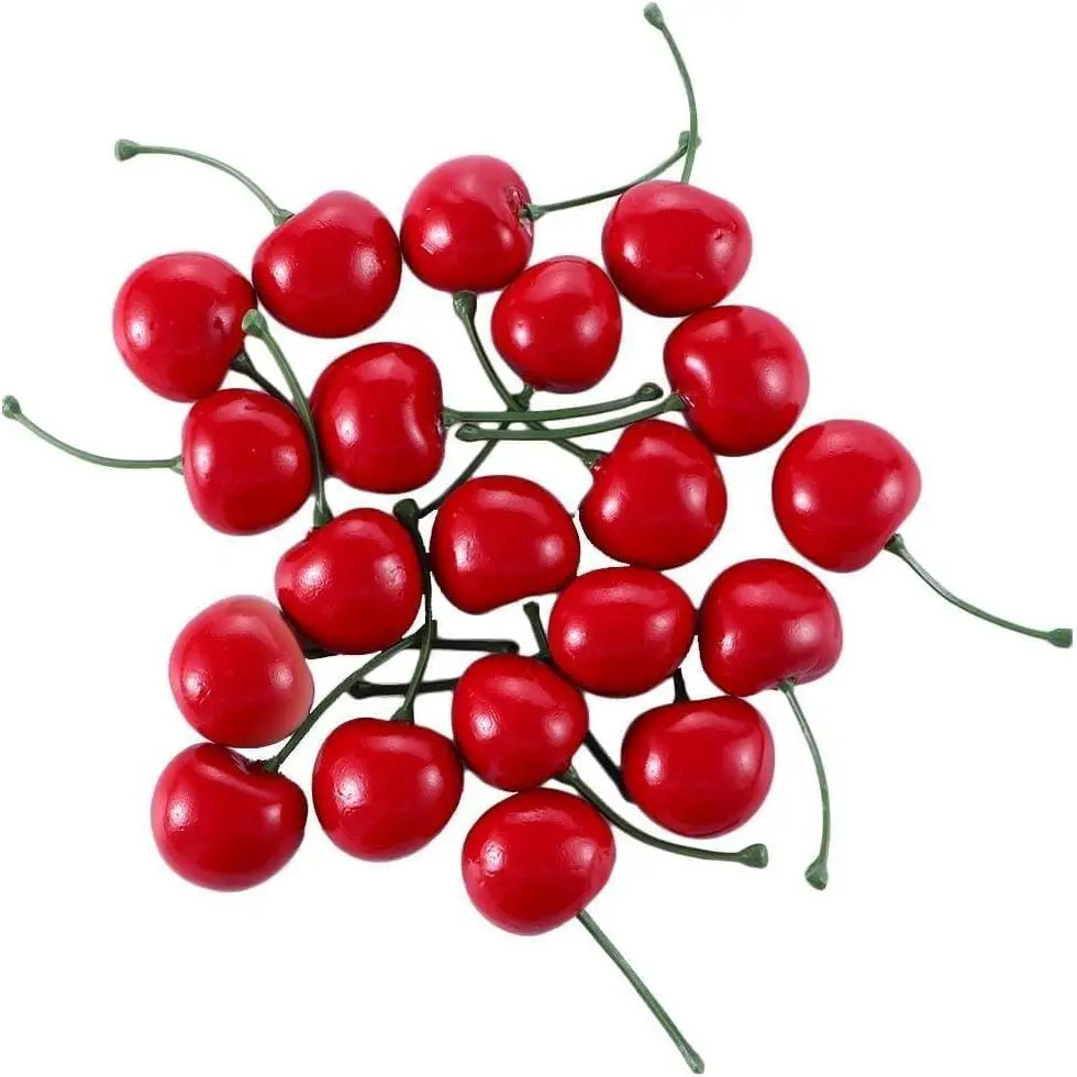 20 count Red Artificial Cherries, Cherries, Fruit Decor  Cherry Model Lifelike Fruit Cherry Ornament, Kitchen Party Decoration Desk Ornament Photography Prop  Candy, Bake