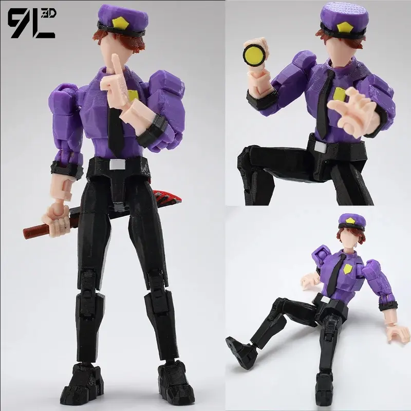 9L3D Printed Horror Game FNAF Freddy Fazbear's Purple Guy Toy Action Figures Anime Model Lucky13 Dummy Titan13 Collectible Model