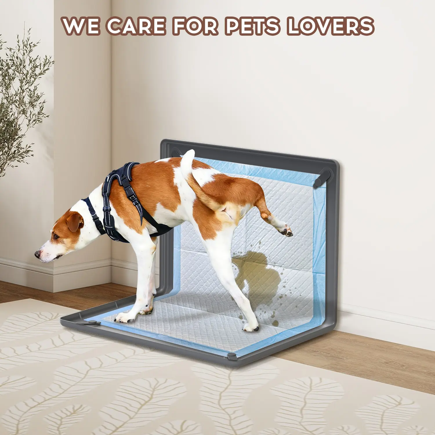 Pet Training Pad, Puppy Training Pads, Silicone Non-Slip Dog Potty Tray, High-Edge Puppy Mat Stand, Wall-Mountable, Easy to Clean, with 4 Magnetic Clips