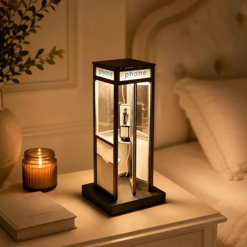 Vintage Telephone Booth Night Light, USB Powered Ambient Desk Lamp, Cozy Bedroom Decorative Light, Retro Home Decor Lamp, Warm Glow Bedside Light, Gift for Friends & Family