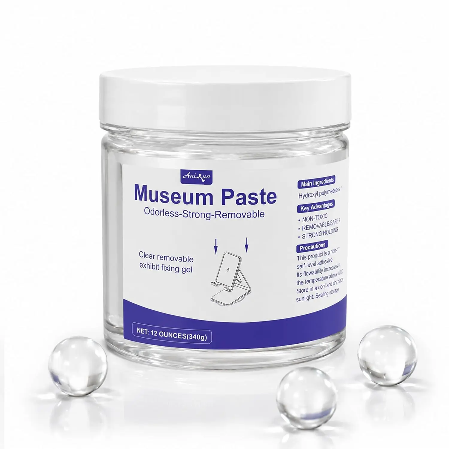 Clear Museum Putty,  Transparent Adhesive,Large Capacity 12oz | Secure Collectibles,Glass & Antiques, Vibration and Falling, and easy to remove,Transparent,12oz